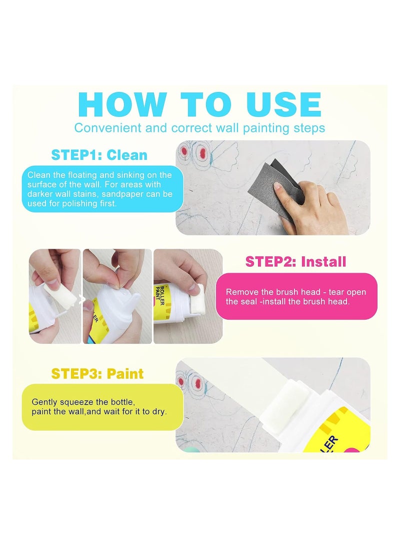 KASTWAVE Wall Repair Paste Small Roller, Wall Roller Brush Set Tool, Fast Cleaning Stain Wall Repair, Suitable for Repairing Latex Paint Wall DIY Creation Repair Wall Stains, White- 100g - Image 3