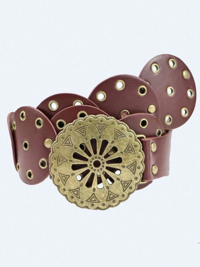 حزام وسط جلد بني حريمي - Image 3