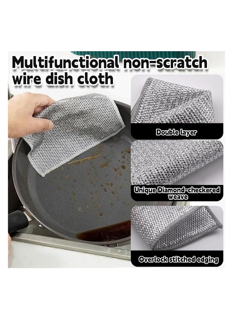 Generic Picrik 3PCS Multipurpose Wire Dishwashing Rags for Wet and Dry, Wire Dishwashing Cloth, Reusable Kitchen Cleaning Wire Dish Towels Dish Cloths, Non-Scratch Scrubbing Wire Dishcloth Rags for Kitchen.  - Image 2