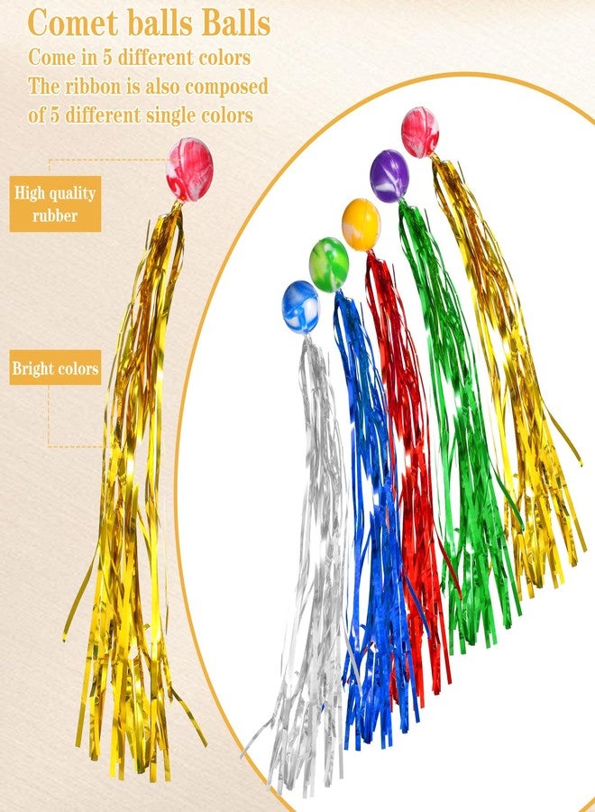 mekueeex 120 Pcs Colorful Streamer Balls Rubber Comet Ball Decorations for Goodie Bag Stuffers,Piñata Fillers, Assorted Colors - Image 3