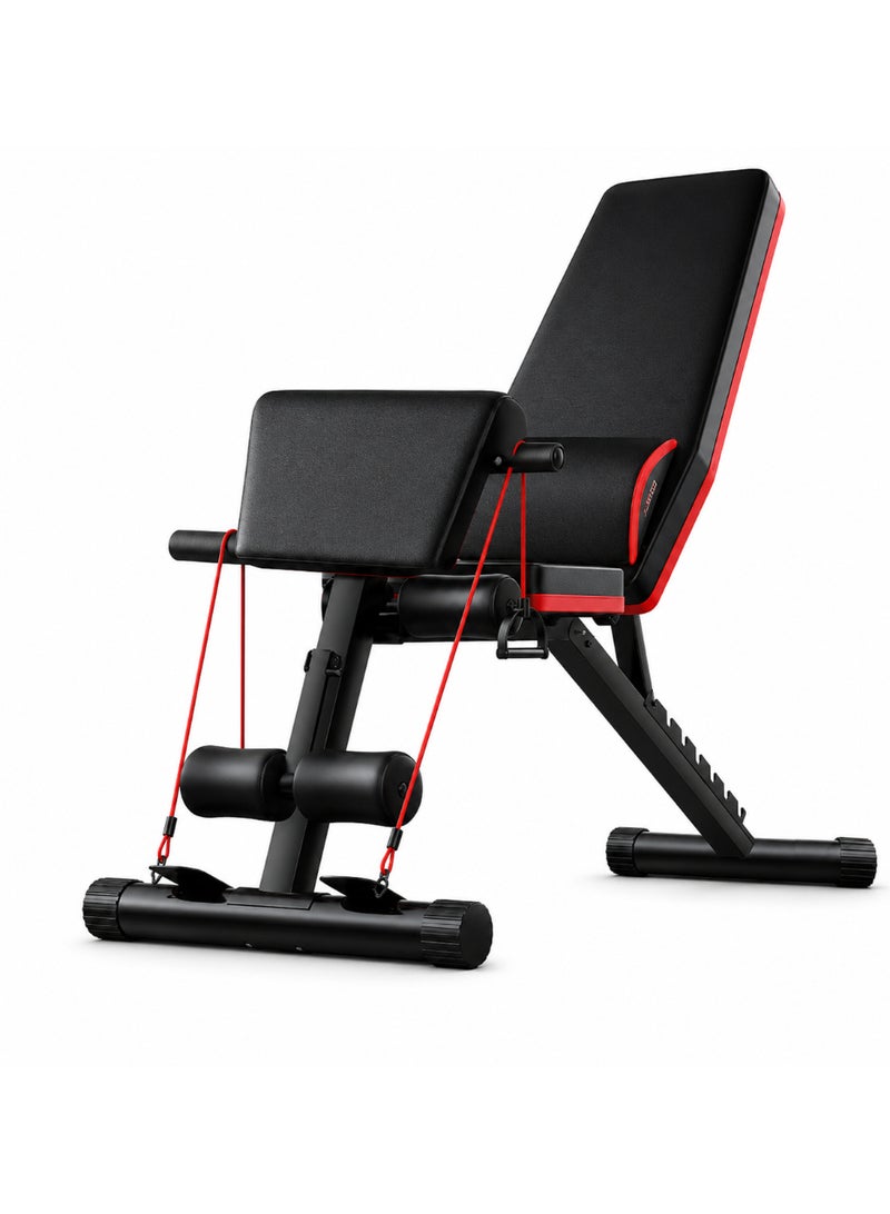 Volcan Fitness Adjustable Weight Bench HJ-10018, Multi-Purpose Workout Bench with Adjustable Backrest, Leg Developer, Resistance Cables & Foldable Design for Home Gym Strength Training - Image 1