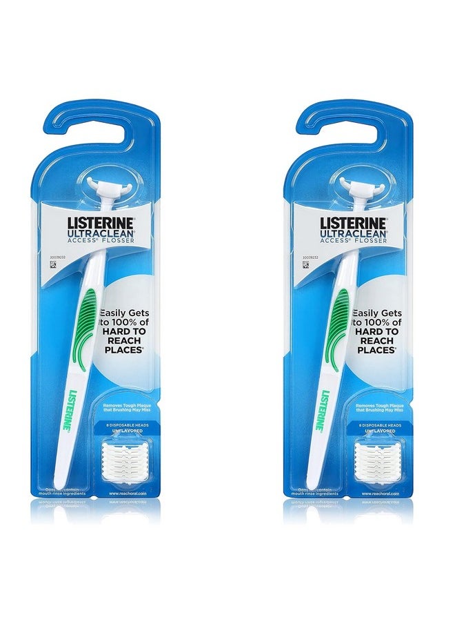 Listerine Ultraclean Access Flosser + 8 Refill Dental Flosser Heads Oral Care And Hygiene (Pack Of 2)  - Image 1