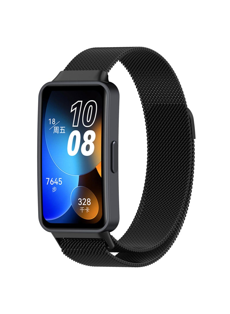 1Pcs Huawei band 8 Magnetic Metal watch band Stainless steel wristband Black - Image 1