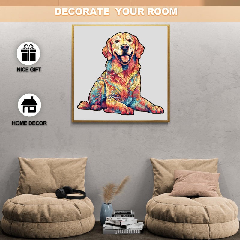 WOODBESTS Wooden Puzzle for Adults  Loyal Golden Retriever Dog Puzzle (L  300pcs  15.7""x14.9"") Beautiful Wooden Box  Wooden Jigsaw Puzzles Unique Shape  Birthday Gifts for Adults and Kids Family Game - Image 5