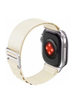 Alpine Loop Compatible with Apple Watch Band 49MM Textile Nylon Rugged Alpine Loop with Metal G‑Hook Compatible for Apple Watch SE/ Series 8/7/6/5/4/3/2/1 Starlight White