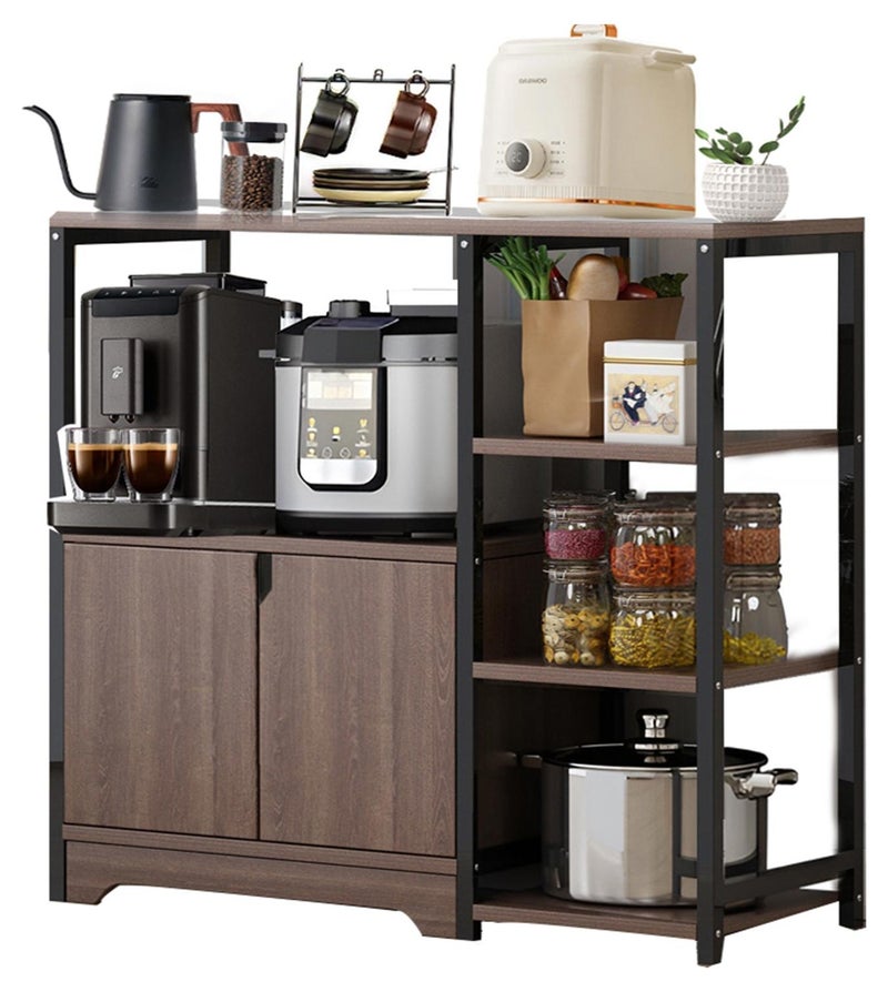 زويهاو ركن القهوة خزانة القهوة رف المطبخ مع خزانة تخزين متعددة الوظائف فرن الميكروويف حامل التوابل حامل توفير مساحة الرف المنظم للأواني الفاكهة النباتية - Image 1