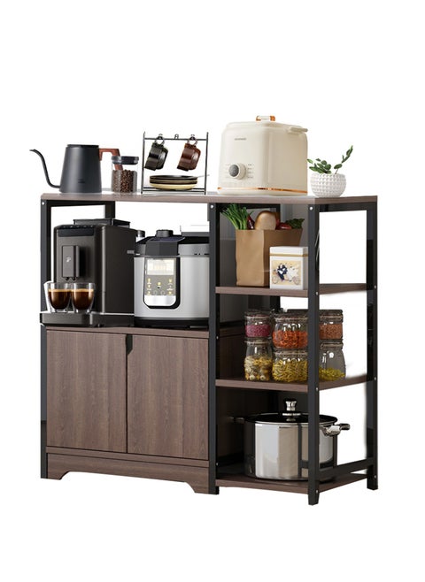 Coffee Corner Coffee Cabinet Kitchen Rack with Storage Cabinet Multi Function Microwave Oven Stand Spice Holder Save Space Organizer Shelf for Utensils Vegetable Fruit