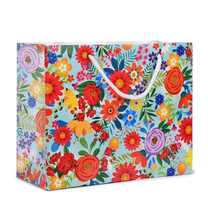 FONSIE gift bags floral print medium || paper bag for return gifts in wedding || birthday || baby shower || goody bag || pack of 10pc - Image 1