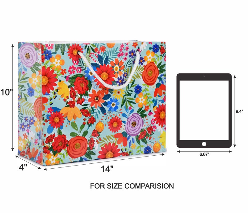 FONSIE gift bags floral print medium || paper bag for return gifts in wedding || birthday || baby shower || goody bag || pack of 10pc - Image 3