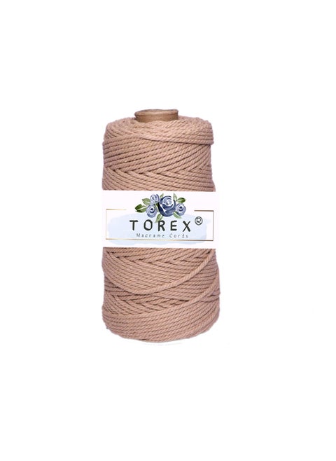 TOREX� | 3ply Twisted Cotton Macrame Thread/Rope (150 Meter, 350gram, 3mm) | Macrame Thread for Wall Hangers and DIY Projcts (Beige)