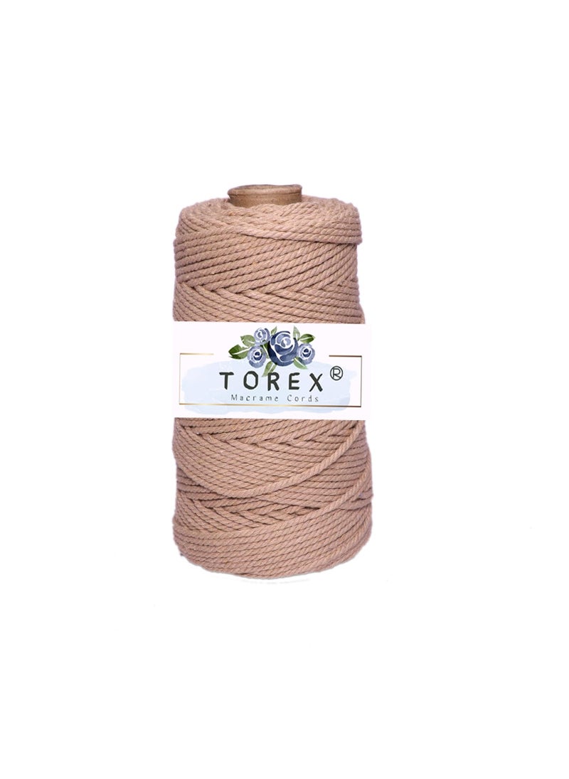 Torex TOREX� | 3ply Twisted Cotton Macrame Thread/Rope (150 Meter, 350gram, 3mm) | Macrame Thread for Wall Hangers and DIY Projcts (Beige)  - Image 1