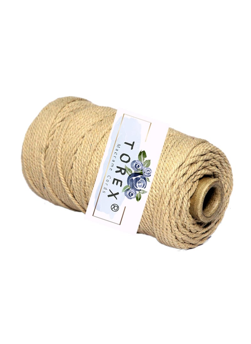 Torex TOREX� | 3ply Twisted Cotton Macrame Thread/Rope (150 Meter, 350gram, 3mm) | Macrame Thread for Wall Hangers and DIY Projcts (Beige)  - Image 2