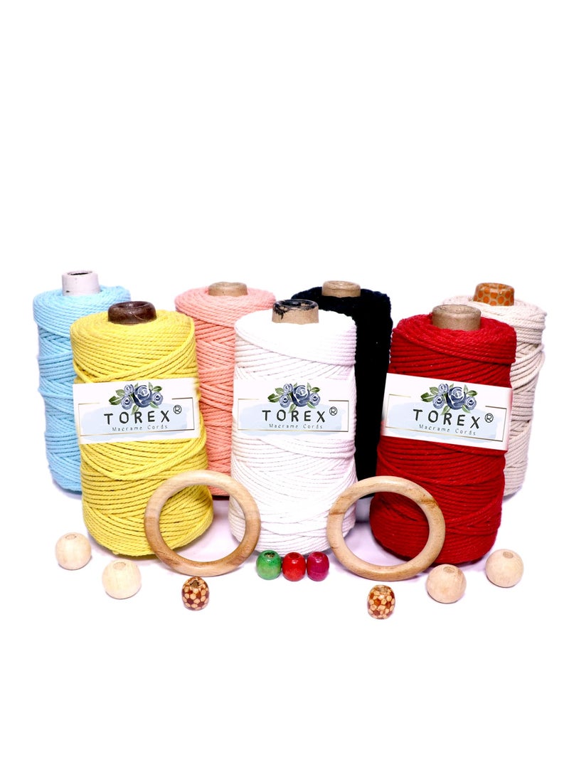 Torex TOREX� | 3ply Twisted Cotton Macrame Thread/Rope (150 Meter, 350gram, 3mm) | Macrame Thread for Wall Hangers and DIY Projcts (Beige)  - Image 3