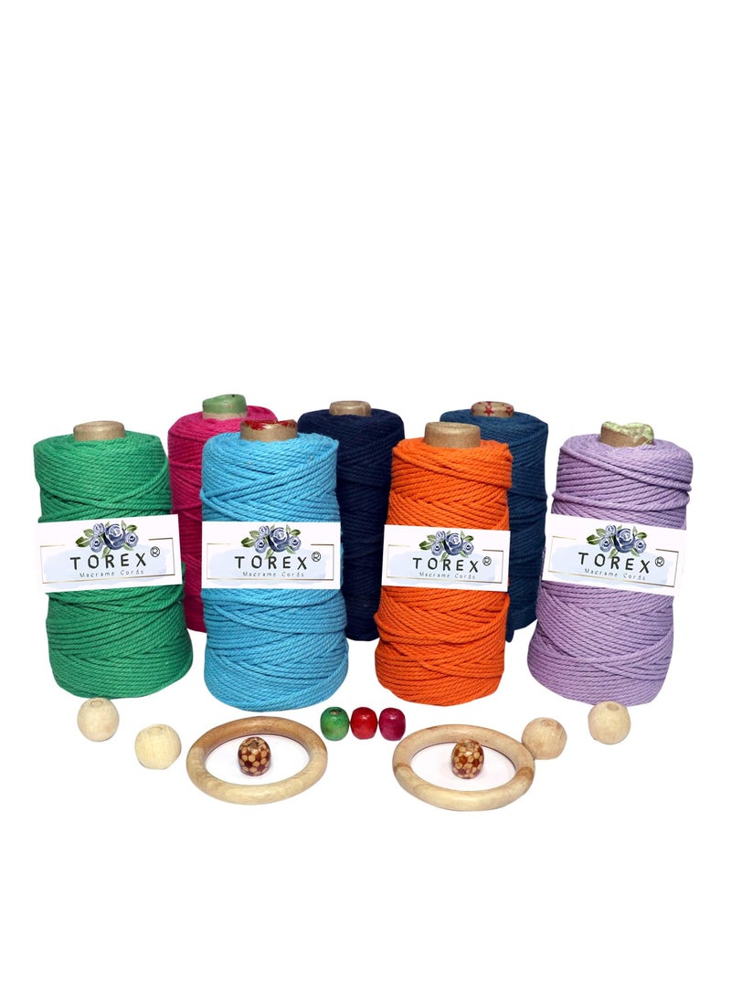 Torex TOREX� | 3ply Twisted Cotton Macrame Thread/Rope (150 Meter, 350gram, 3mm) | Macrame Thread for Wall Hangers and DIY Projcts (Beige)  - Image 4