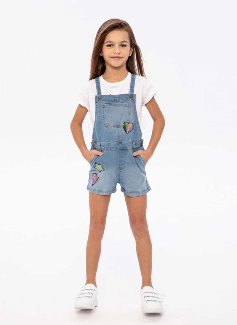 مينوتي Kids Girls Denim Short Dungaree