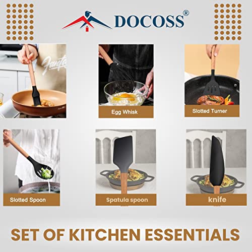 DOCOSS- Pack of 3-Silicone Spatula Set with Wooden Handle/Spatula for Kitchen with Silicon Turner Spatula Heat Resistant/Wooden Spatula Set for Baking - Image 5