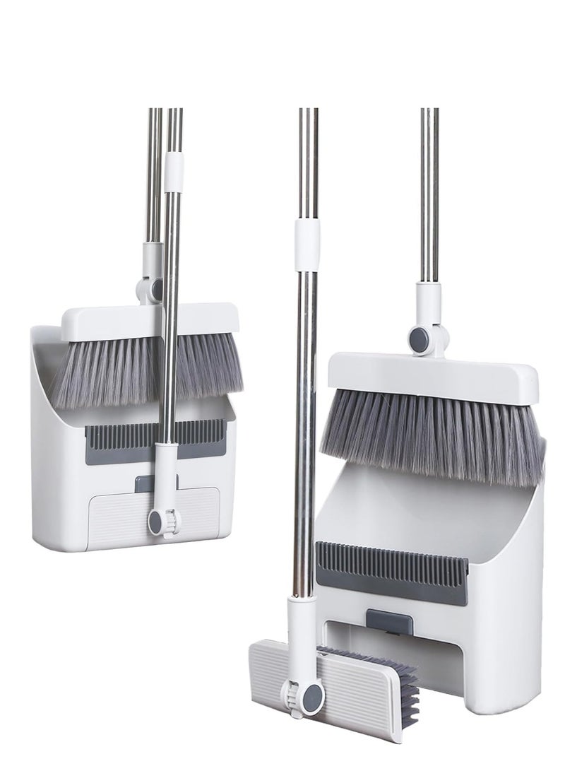KASTWAVE Broom with Dustpan Combo Set, Broom and Dust Pan Set for Home, Kitchen Broom for Sweeping Indoor, Apartment Broom with Dustpan Set, Dust Pan with Long Handle, Tilted Broom with Stand Up Dust pan - Image 1