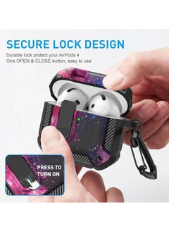 Generic Compatible With AirPods 4 Case, Secure Lock Case Cover for Apple Airpods 4 with Active Noise Cancellation 2024, Airpods 4 with Keychain, Strong Drop Protection (Starry Sky)  - Image 2