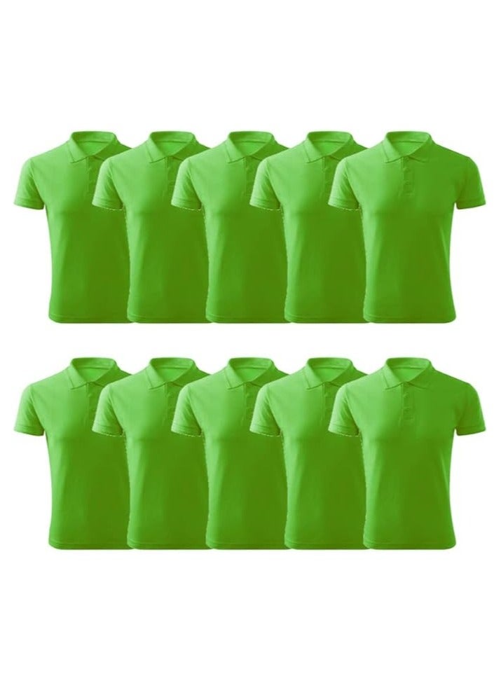 PRINTSHOP4ME Pack of 10 Pcs Men's Regular-Fit Golf Polo T-shirt Pure Cotton Short Sleeve 220 GSM Basic Colors  - Image 1