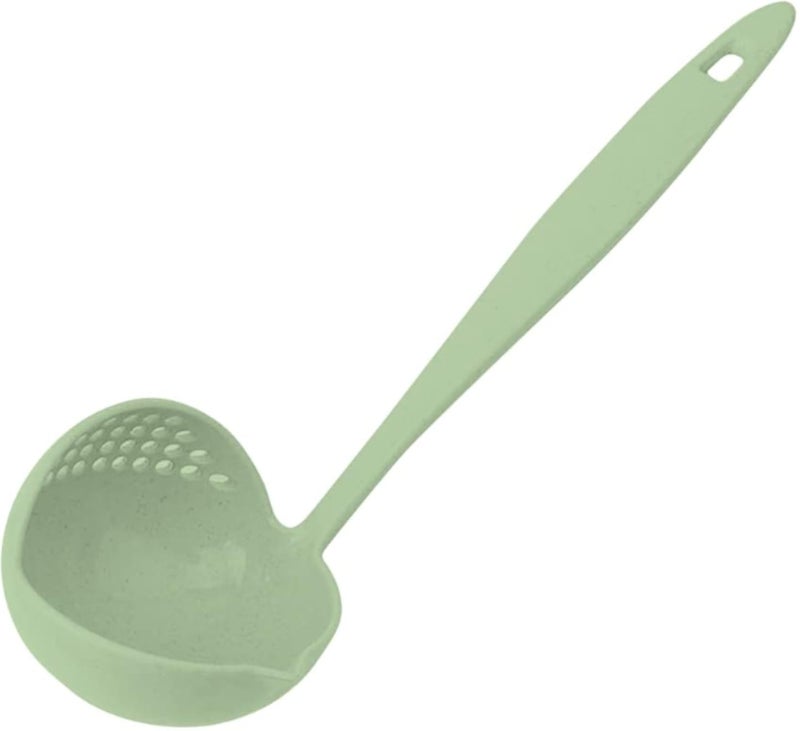 Cooking Strainer Spoon - Ideal for Soup, Broths, Meatballs and any Food with Broth or Consomme - Strainer Scoop Colander (Green)