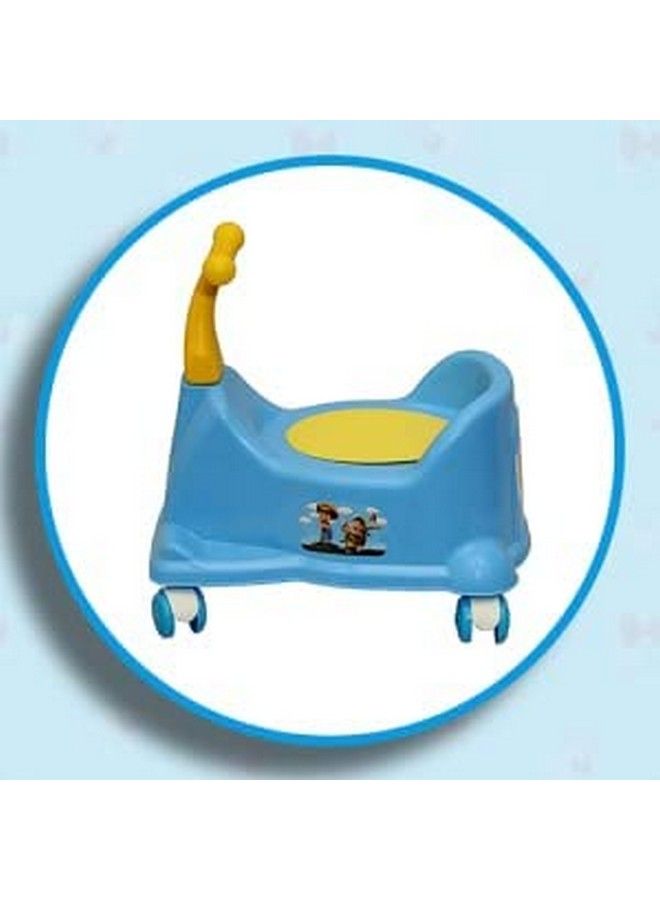 Goyal's Scooter Style Baby Potty Seat With Wheel And Removable Bowl For Kids (Blue) - Image 4