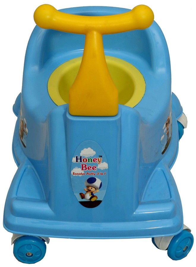 Goyal's Scooter Style Baby Potty Seat With Wheel And Removable Bowl For Kids (Blue) - Image 1