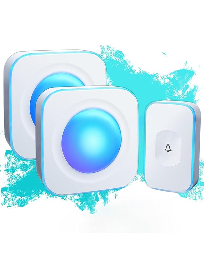 PROMASS promass Wireless Doorbell, Battery Operated Waterproof Door Bell Kit with 2 Receivers Kit and 1 Touch Button, 36 Chimes, 4 Level Volumes Ring Doorbell Wireless for Home and Office (White)  - Image 1