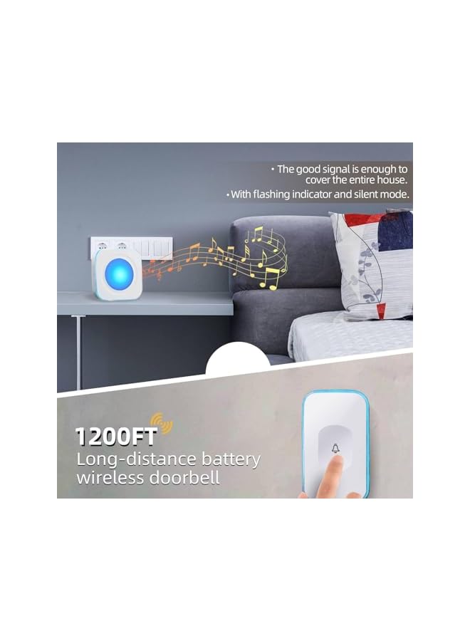 PROMASS promass Wireless Doorbell, Battery Operated Waterproof Door Bell Kit with 2 Receivers Kit and 1 Touch Button, 36 Chimes, 4 Level Volumes Ring Doorbell Wireless for Home and Office (White)  - Image 3