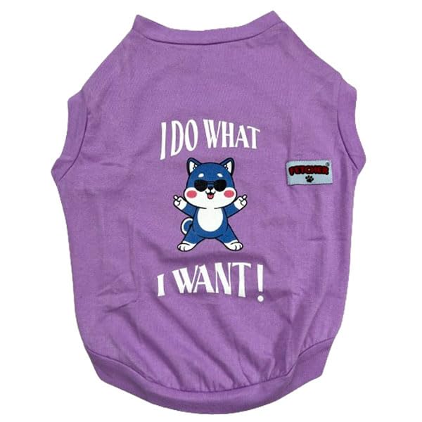 FETCHER Purple 'I Do What I Want' Printed T-Shirt For Dogs & Cats (10 Inch (Xxs)), Pack Of 1 - Image 1