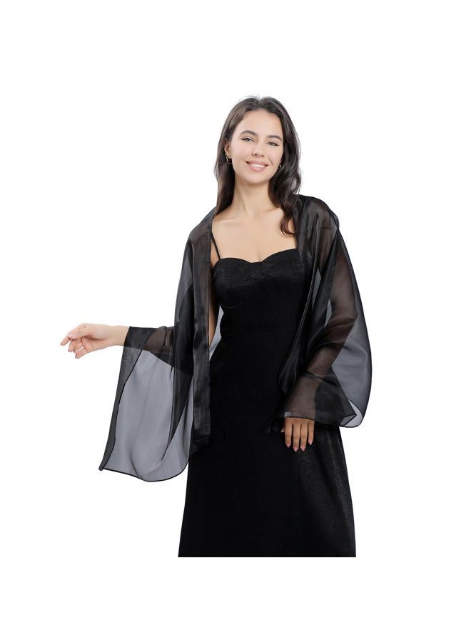 Ladiery Silky Shawls and Wraps for Evening Dresses: Women Sheer Soft Bridesmaid Wedding Formal Party Organza Shawl - Image 4