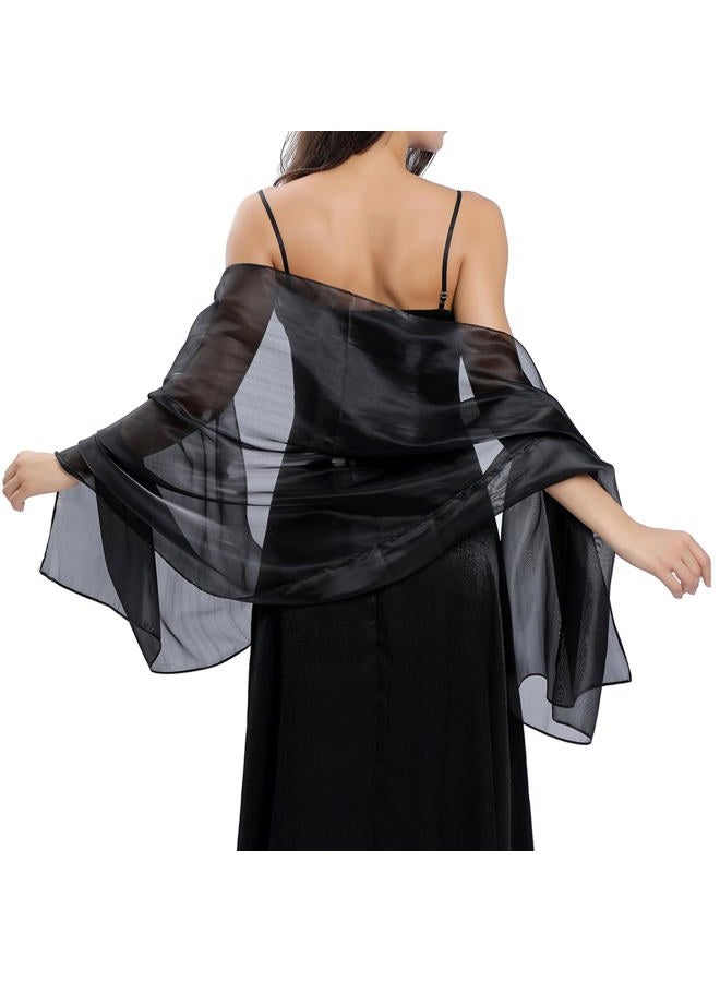 Ladiery Silky Shawls and Wraps for Evening Dresses: Women Sheer Soft Bridesmaid Wedding Formal Party Organza Shawl - Image 3
