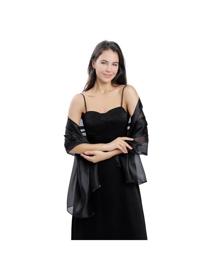 Ladiery Silky Shawls and Wraps for Evening Dresses: Women Sheer Soft Bridesmaid Wedding Formal Party Organza Shawl - Image 5