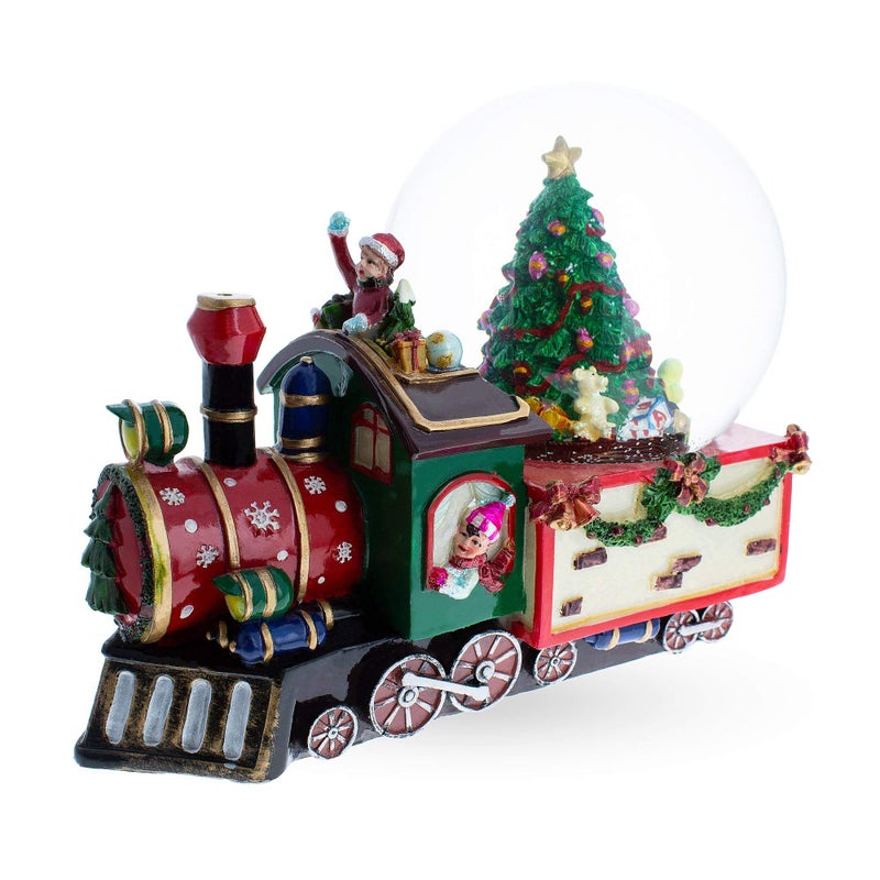 BestPysanky Children Riding Train Musical Water Snow Globe 