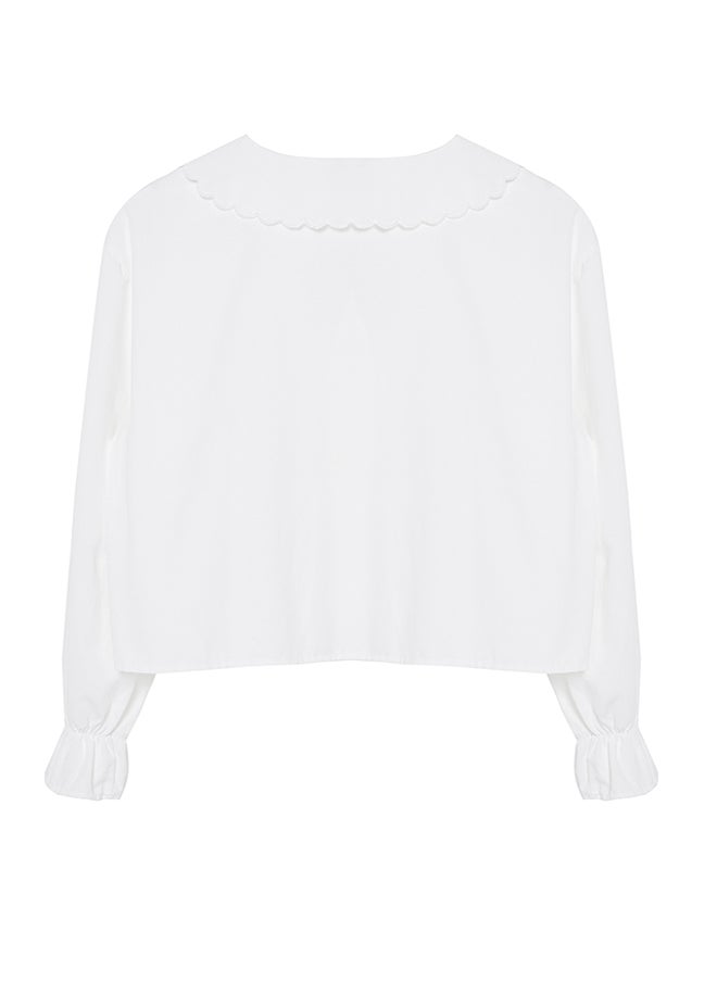 trendyol - Ecru Ribbed Woven Shirt TWOSS24GO00197 - Image 1