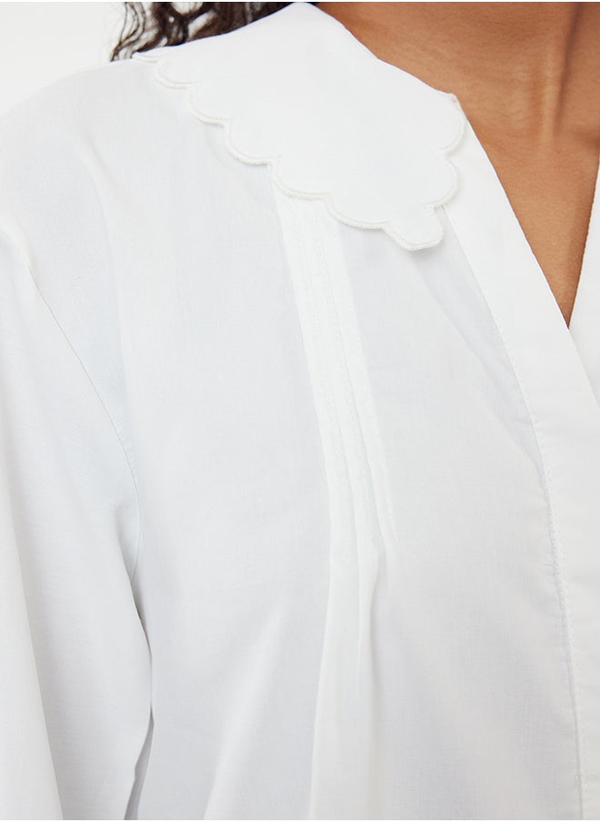 trendyol - Ecru Ribbed Woven Shirt TWOSS24GO00197 - Image 1