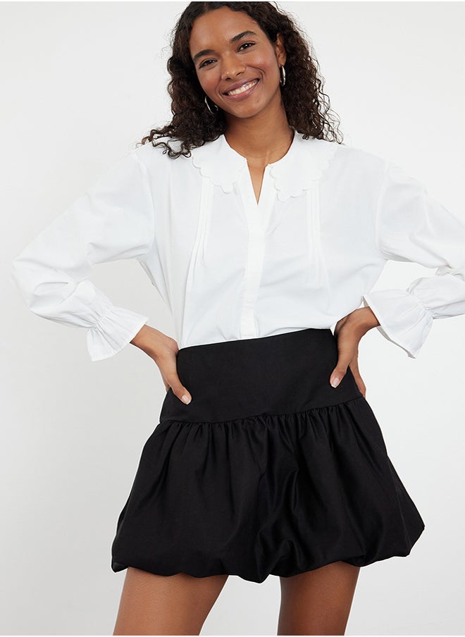 trendyol - Ecru Ribbed Woven Shirt TWOSS24GO00197 - Image 1