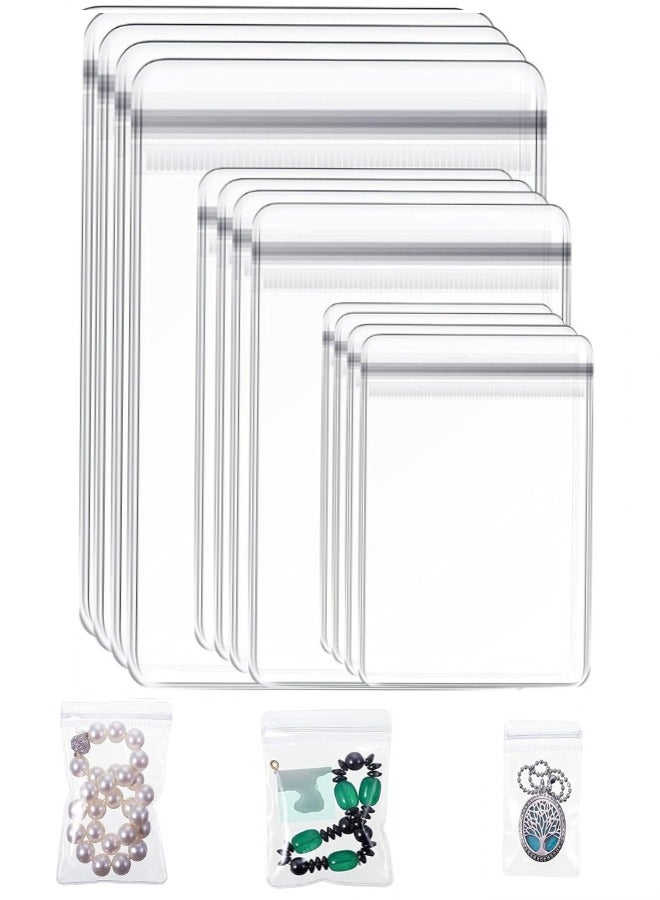 حقائب مجوهرات شفافة، 120 قطعة أكياس مجوهرات ذاتية الغلق من البولي فينيل كلوريد PVC، أكياس تخزين شفافة لتخزين خواتم المجوهرات وأقراط الأقراط، حقيبة تخزين مضادة  بسحاب لحفظ المجوهرات، 3 مقاسات  - Image 1