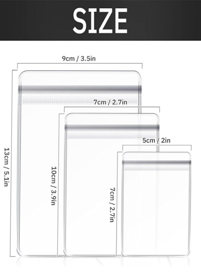 حقائب مجوهرات شفافة، 120 قطعة أكياس مجوهرات ذاتية الغلق من البولي فينيل كلوريد PVC، أكياس تخزين شفافة لتخزين خواتم المجوهرات وأقراط الأقراط، حقيبة تخزين مضادة  بسحاب لحفظ المجوهرات، 3 مقاسات  - Image 2