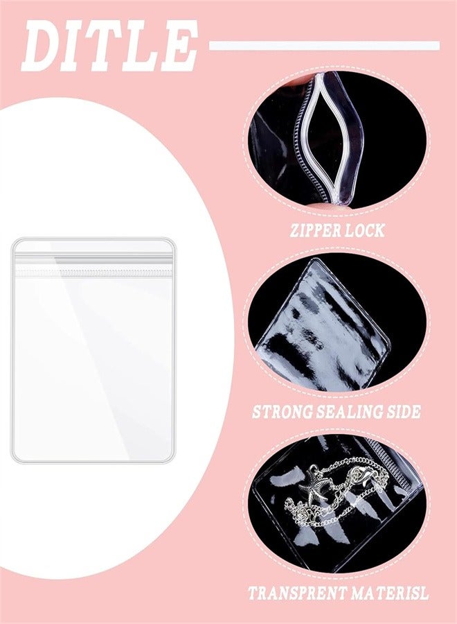 حقائب مجوهرات شفافة، 120 قطعة أكياس مجوهرات ذاتية الغلق من البولي فينيل كلوريد PVC، أكياس تخزين شفافة لتخزين خواتم المجوهرات وأقراط الأقراط، حقيبة تخزين مضادة  بسحاب لحفظ المجوهرات، 3 مقاسات  - Image 3