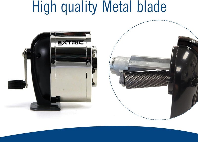 EXTRIC Pencil Sharpener Manual, Desktop Manual Pencil Sharpeners - Desktop and Wall Mount Pencil Sharpeners Heavy Duty, Silver 8 Sizes Holes, Metal Hand Crank Pencils Sharpener for Classroom - Image 4