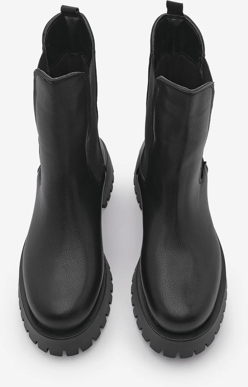 MARJIN Women's Thick Sole Elastic Side Band Boots Zemes