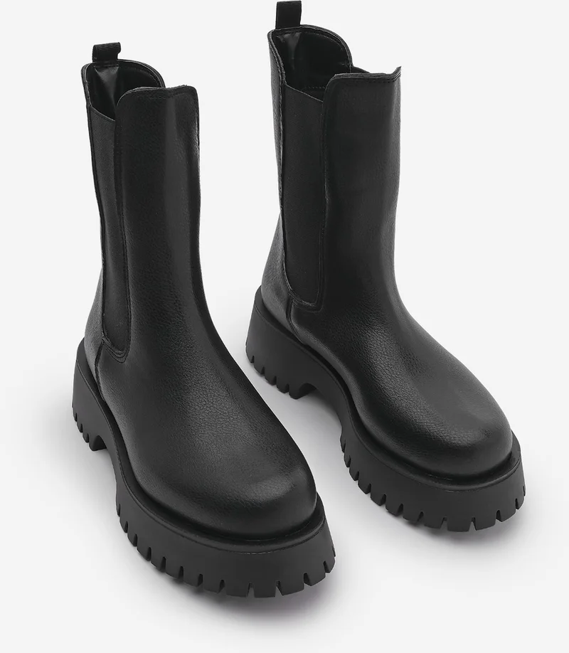 MARJIN Women's Thick Sole Elastic Side Band Boots Zemes