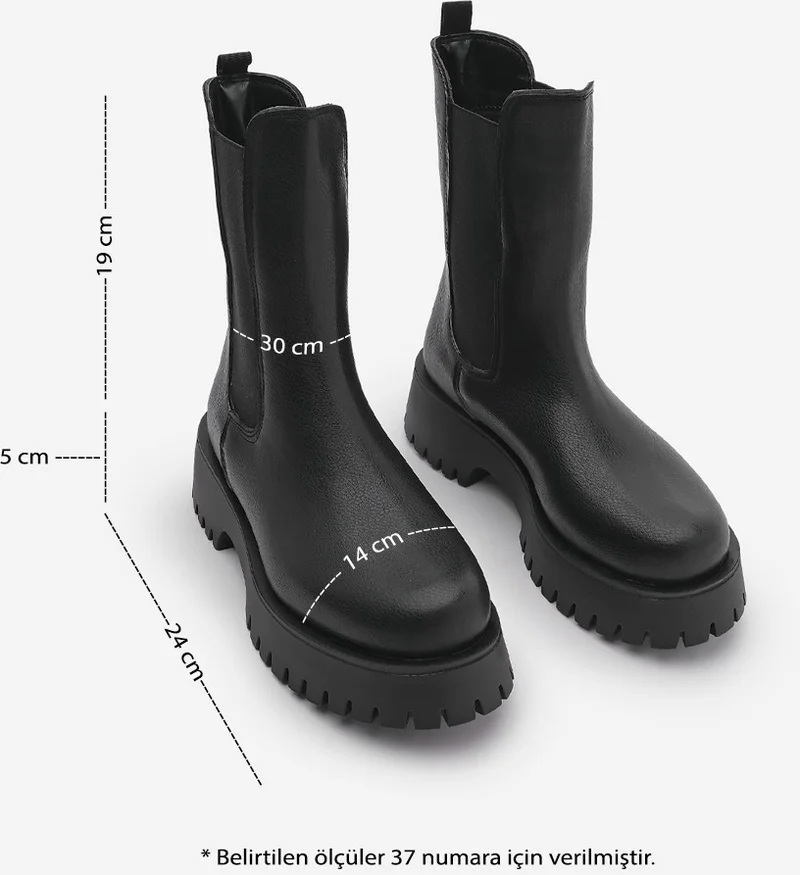 MARJIN Women's Thick Sole Elastic Side Band Boots Zemes