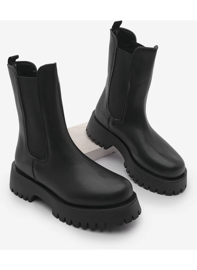 MARJIN Women's Thick Sole Elastic Side Band Boots Zemes