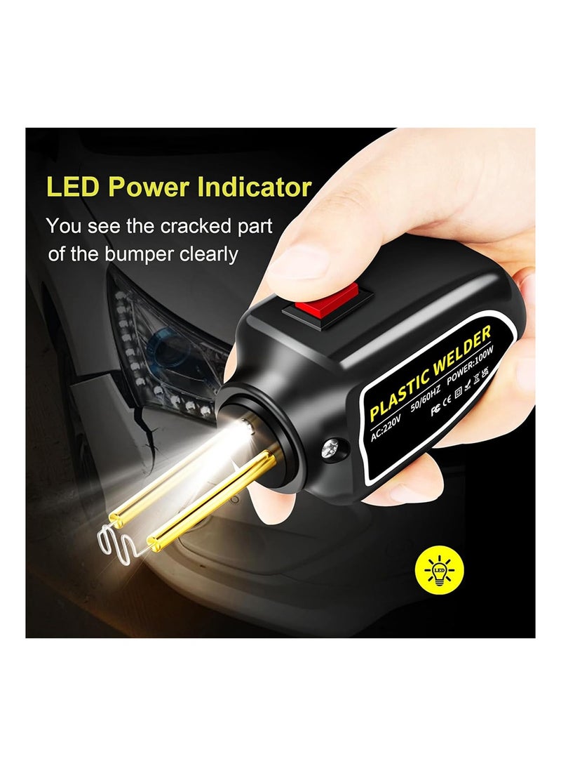 MVAQKLM  Plastic Welder, Portable Plastic Welding Kit, Plastic Surface Repair Tool with 200 Hot Staples, PVC Repair, Plastic Welding Repair Machine for Car Bumpers, Dashboards, Canoes Repair - British Plugs - Image 5