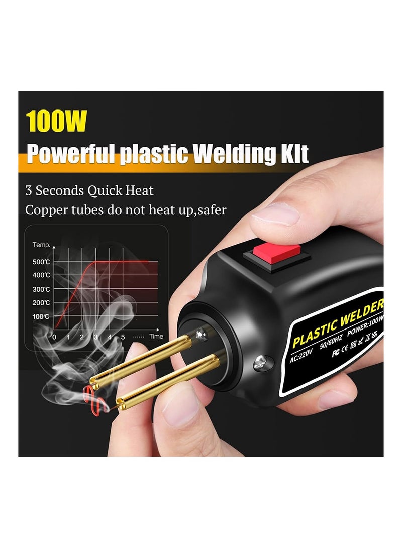 MVAQKLM  Plastic Welder, Portable Plastic Welding Kit, Plastic Surface Repair Tool with 200 Hot Staples, PVC Repair, Plastic Welding Repair Machine for Car Bumpers, Dashboards, Canoes Repair - British Plugs - Image 4