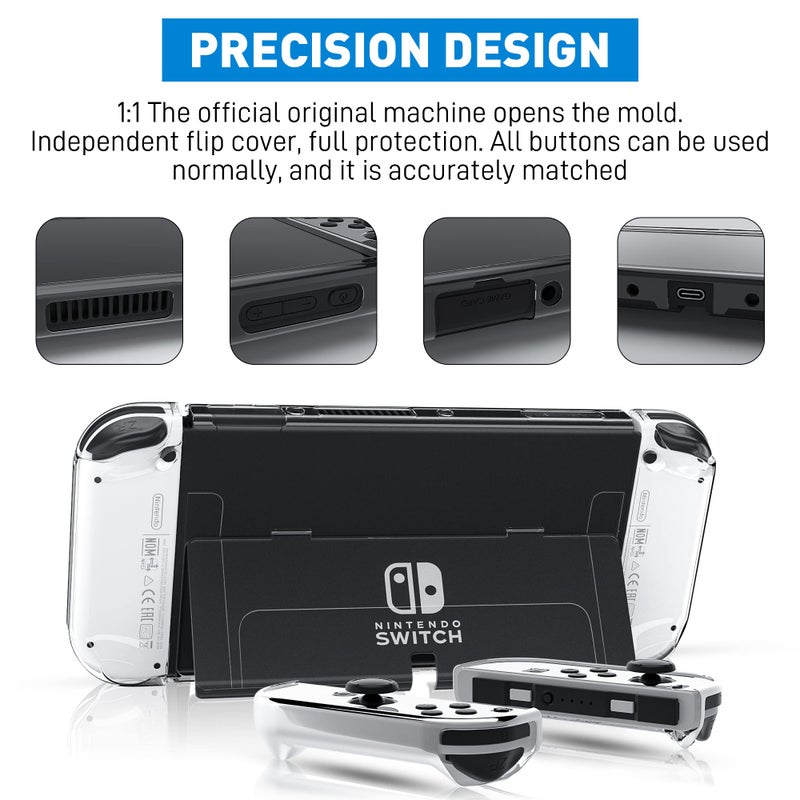 FANPL [Improved Version] Dockable Clear Case for Nintendo Switch OLED 2021, FANPL Protective Case Cover for Switch OLED and Joy Con Controller - Strong and Durable, Not Easy to Fall Off (Clear) - Image 4