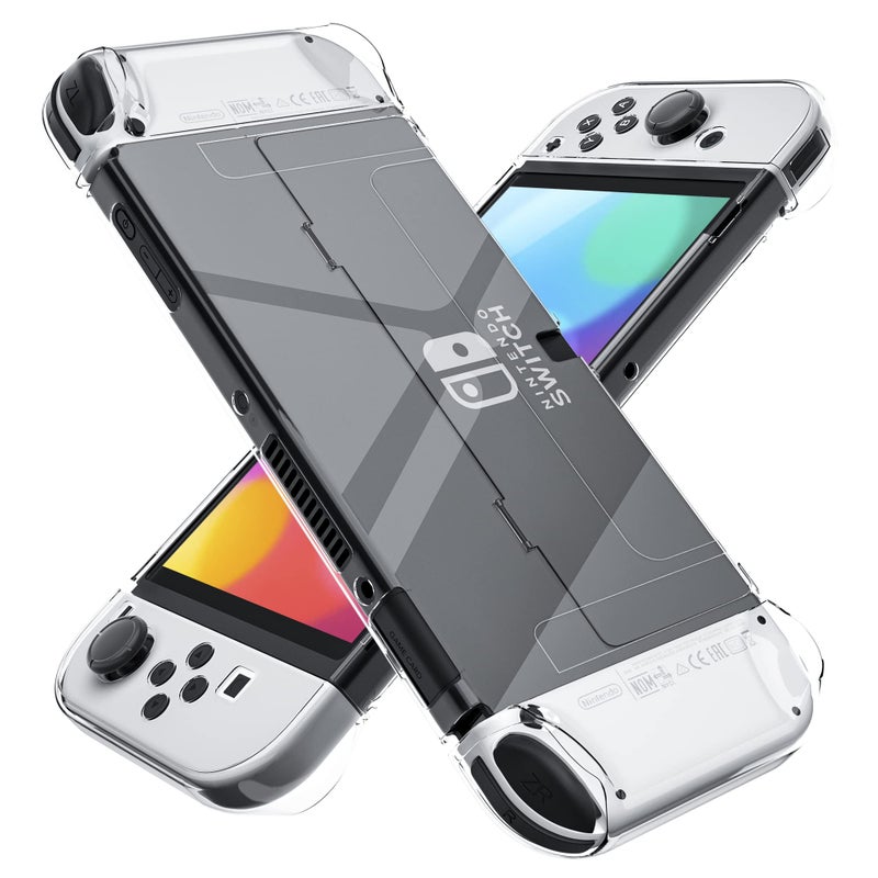 FANPL [Improved Version] Dockable Clear Case for Nintendo Switch OLED 2021, FANPL Protective Case Cover for Switch OLED and Joy Con Controller - Strong and Durable, Not Easy to Fall Off (Clear) - Image 1
