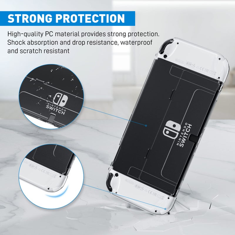 FANPL [Improved Version] Dockable Clear Case for Nintendo Switch OLED 2021, FANPL Protective Case Cover for Switch OLED and Joy Con Controller - Strong and Durable, Not Easy to Fall Off (Clear) - Image 2