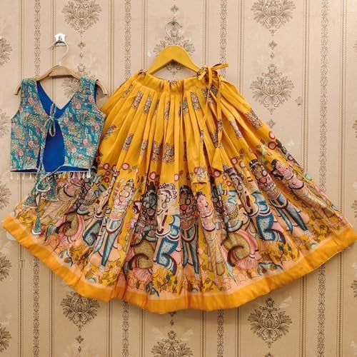 Tejam Girls Simar Soft Silk New Traditional Printed Readymade Lehenga Choli -Ethnic Wear Wedding Outfits (Suitable For Girls 2 To 8 Year) (Yellow, 4-5 Year) - Image 5